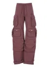 ATTICO PURPLE COTTON CARGO PANTS WITH DRAWSTRINGS AND AMPLE STORAGE