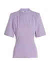 Attico Jewel Cut-out Cotton T-shirt In Purple