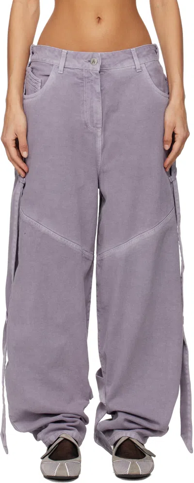 Attico Purple Long Jeans In Animal Print