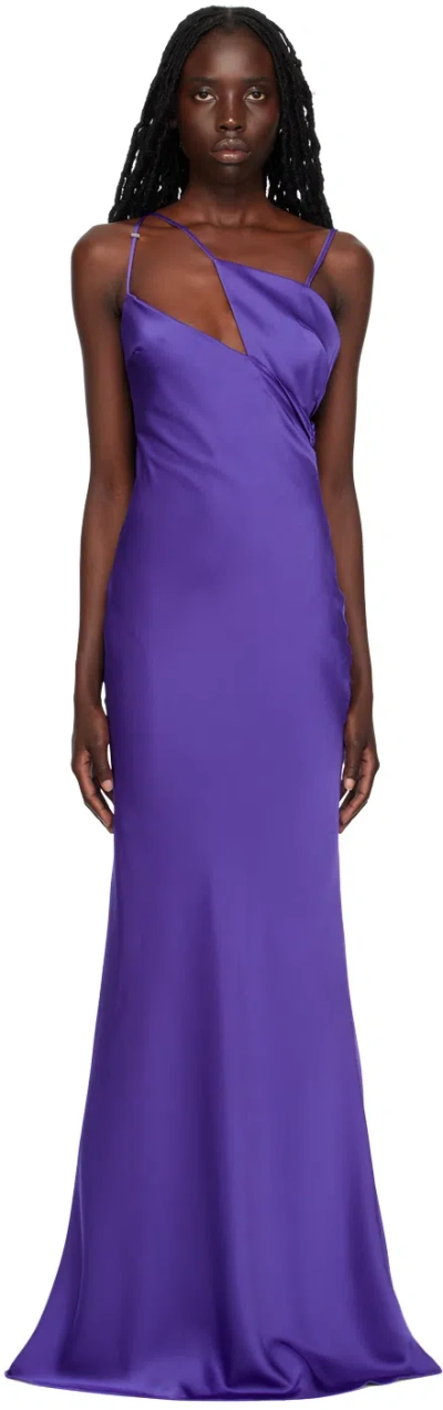 Attico Purple Melva Maxi Dress In 493 Vivid Violet