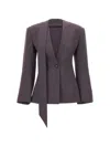 Attico Wool Blazer Structured Tailoring Open Front In Purple
