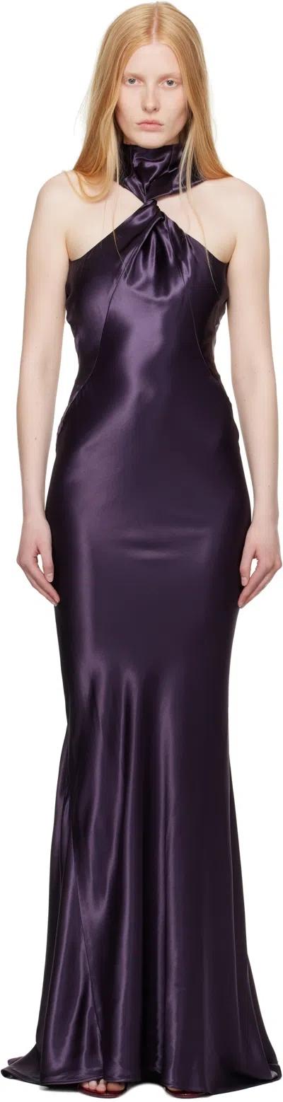 Attico Purple Twisted Maxi Dress