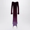Attico Elegant Ribbed Crew Neck Dress In Purple And Burgundy