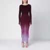 Attico Garter-detailed Ombré-knit Midi Dress In Purple