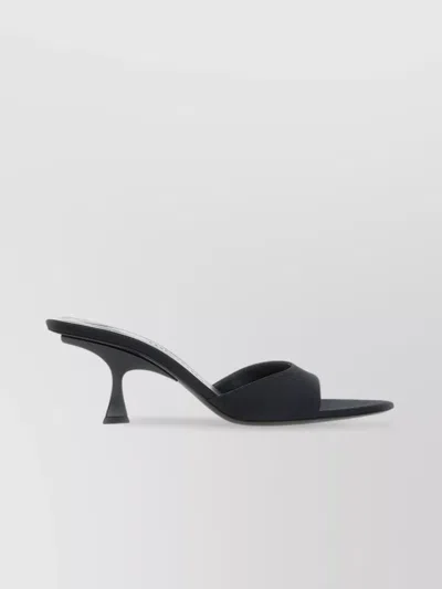 Attico Pyramid Heel Satin Mules In Black