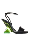 Attico Pyramidal Transparent Heeled Leather Sandals In Negro