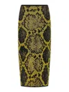 Attico Knee-length Bodycon Python Print Skirt In Green