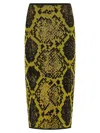 Attico Knee-length Bodycon Python Print Skirt In Green