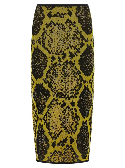 ATTICO PYTHON JACQUARD SKIRT SKIRTS YELLOW