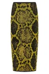 Attico Knee-length Bodycon Python Print Skirt In Yellow