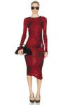 Attico Python Midi Dress In Red