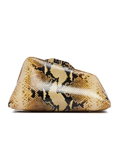 Attico Python-print 8:30pm Oversized Clutch In Brown