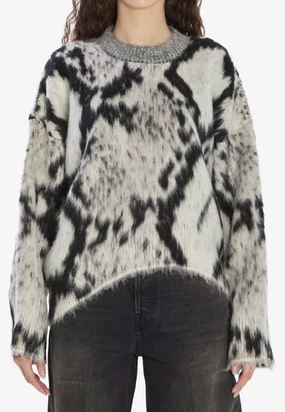 Attico Python Print Mohair-blend Sweater In Gray