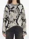 Attico Cropped Python Print Sweater In Black
