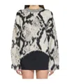 Attico Cropped Python Print Sweater In Black