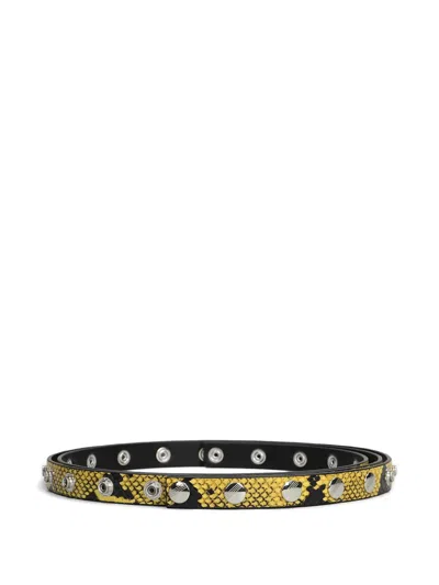Attico Python-print Press-button Belt In Black