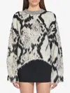 Attico Cropped Python Print Sweater In Black