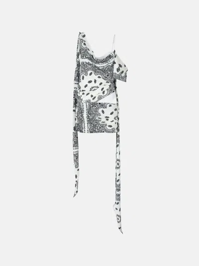Attico Ranya Bandana-print Mini Dress - Women's - Polyester/elastane/polyamide In White/black