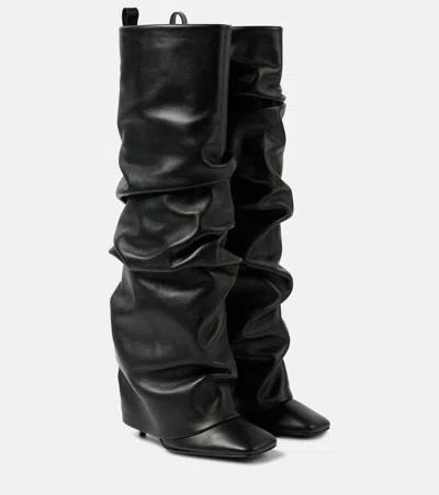 Attico 95mm Juno Shiny Leather Knee-high Boots In Black