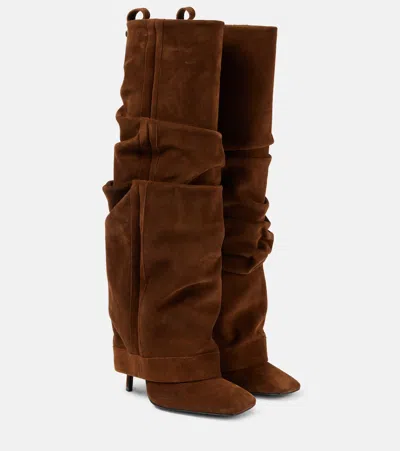 Attico Rea Suede Knee-high Boots In Brown
