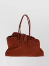 Attico Rectangular Suede Finish Double Handles Shoulder Bag