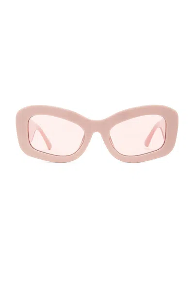 Attico Rectangular Sunglasses In Pink & Silver