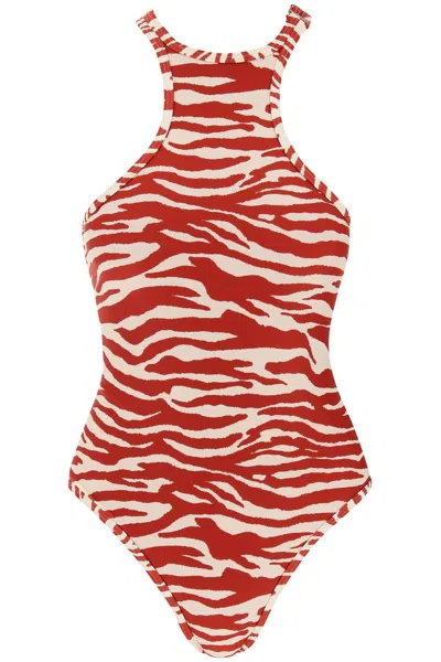 Attico Zebra Print White\/red One-piece Swimming Costume