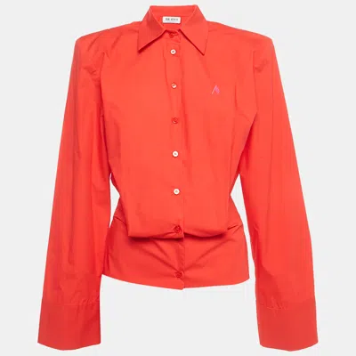 Pre-owned Attico Red Cotton Structured Elongated Sleeve Shirt Xs