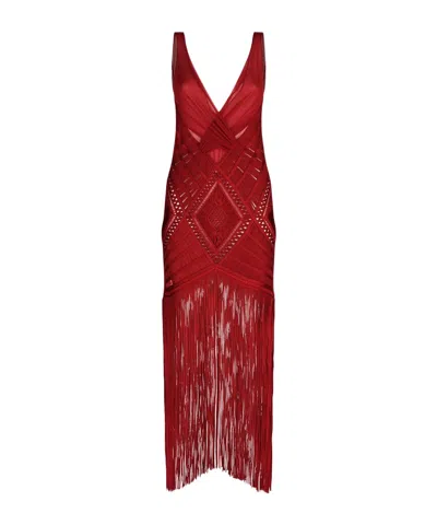 ATTICO RED MIDI DRESS