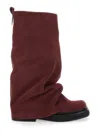Attico Red Suede Combat Boot In Red