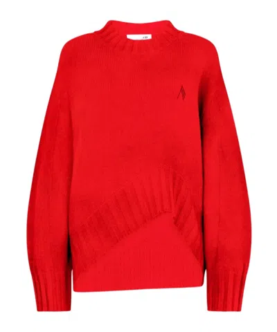 Attico Asymmetric Sweater In Red