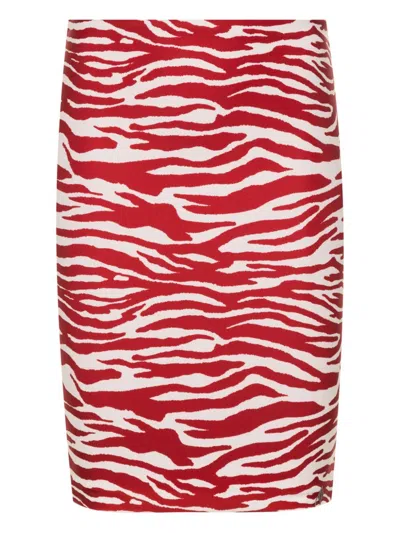 Attico Red Zebra-print Mini Skirt