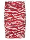 ATTICO RED ZEBRA PRINT MINI SKIRT WITH ABSTRACT PATTERN FOR WOMEN