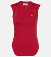 Attico Reese Cotton Jersey Tank Top In Red