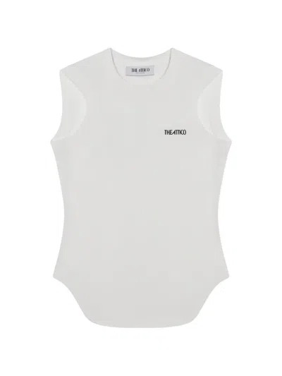Attico White Crew Neck Sleeveless Tank Top In Multi