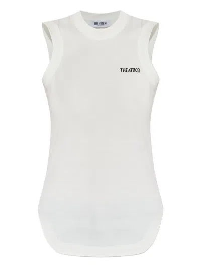 Attico Reese Logo Sleeveless Top In White