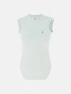 Attico White Sleeveless Crewneck Top With Tonal Logo Embroidery On The Front In Cotton Woman In Mint