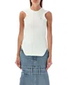Attico White Sleeveless Crewneck Top With Tonal Logo Embroidery On The Front In Cotton Woman