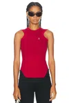 Attico Reese Cotton Jersey Tank Top In Vibrant Red
