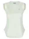 Attico White Sleeveless Crewneck Top With Tonal Logo Embroidery On The Front In Cotton Woman