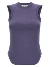 Attico 'reese' Crew Neck Top With Curved Hem