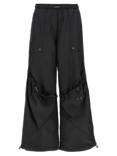 Attico Relaxed-fit Black Pants With Adjustable Drawstring