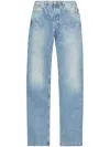 Attico Long Straight Leg Jeans With Contrast Stitching In Blue