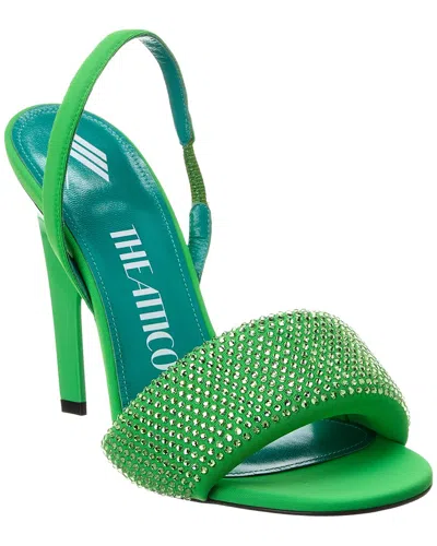 Attico Crystal-embellished Open-toe Sandals In Fluo Green