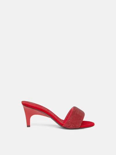 Attico 60mm Rem Crystal & Suede Mules In Red