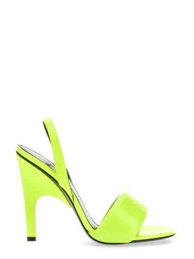 Attico Rem Padded Neon Faux Patent-leather Slingback Sandals In Yellow