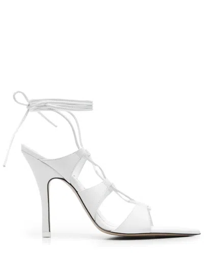 Attico Renee Lace-up 120mm Sandals In White