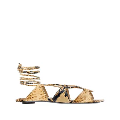 Attico 'reneè' Python-print Leather Sandals In Beige