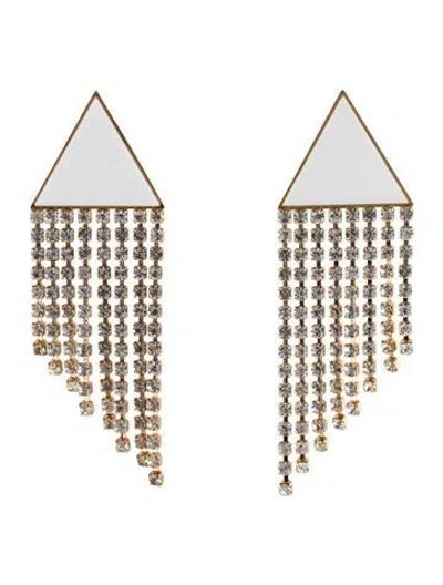 Pre-owned Attico Resin & Crystal 'zoe' Clip-on Earrings In White