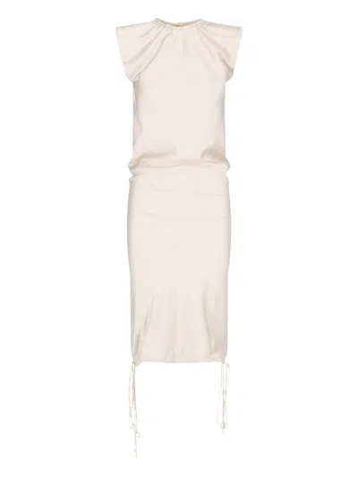 Attico Retro Cut-out Midi Dress In Cream